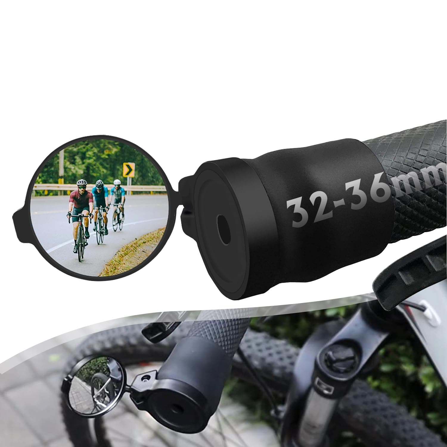 Arkham Bicycle Mirror for Handlebars, Mini Rear View Mirror Foldable Rubber Mounting Sleeve for Handlebars, Handlebar End Mirror 360° Rotating Universal Bicycle Mirror for Mountain Bike Handlebar