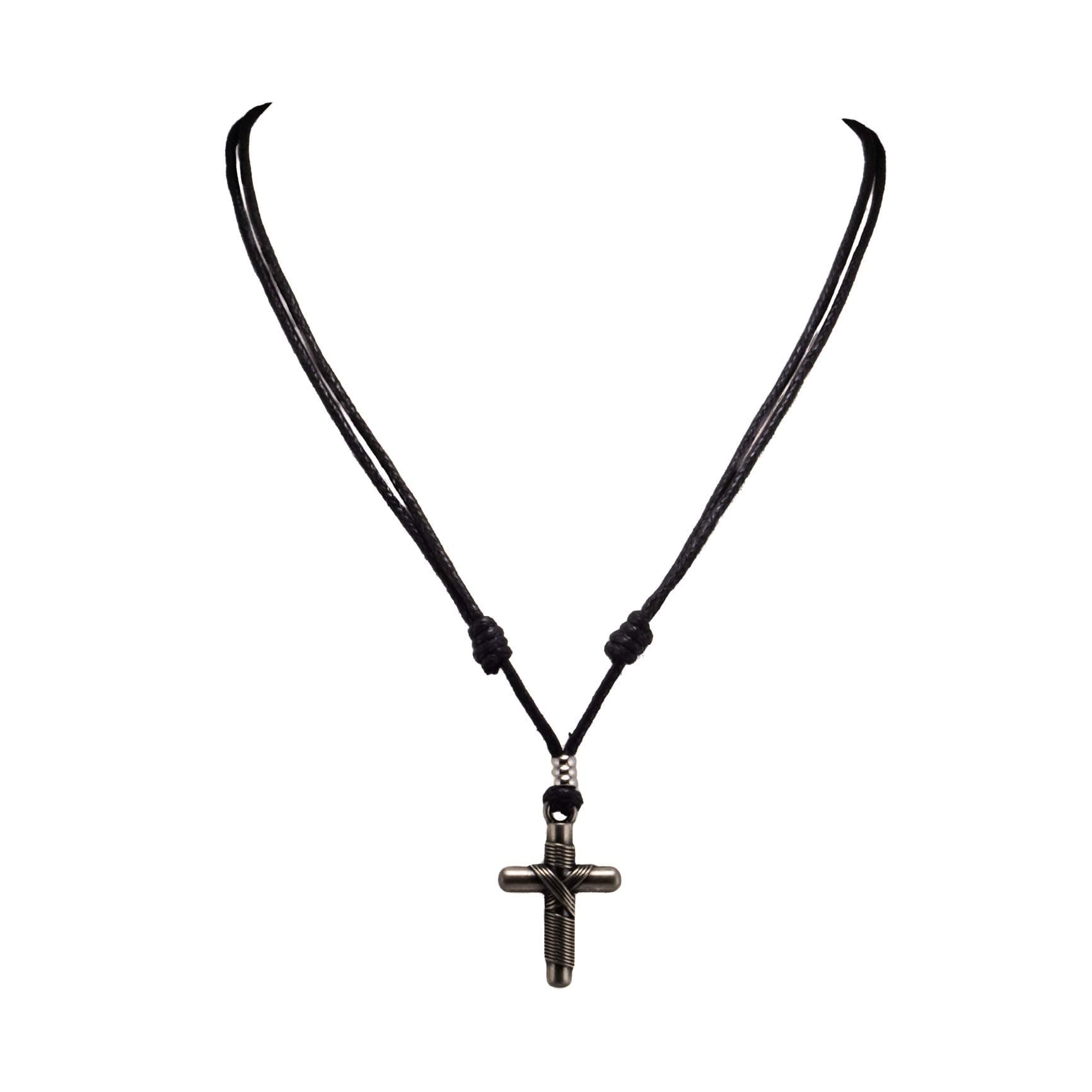 BlueRicaBlueRica Metal Wrapped Cross Pendant on Adjustable Cord Necklace