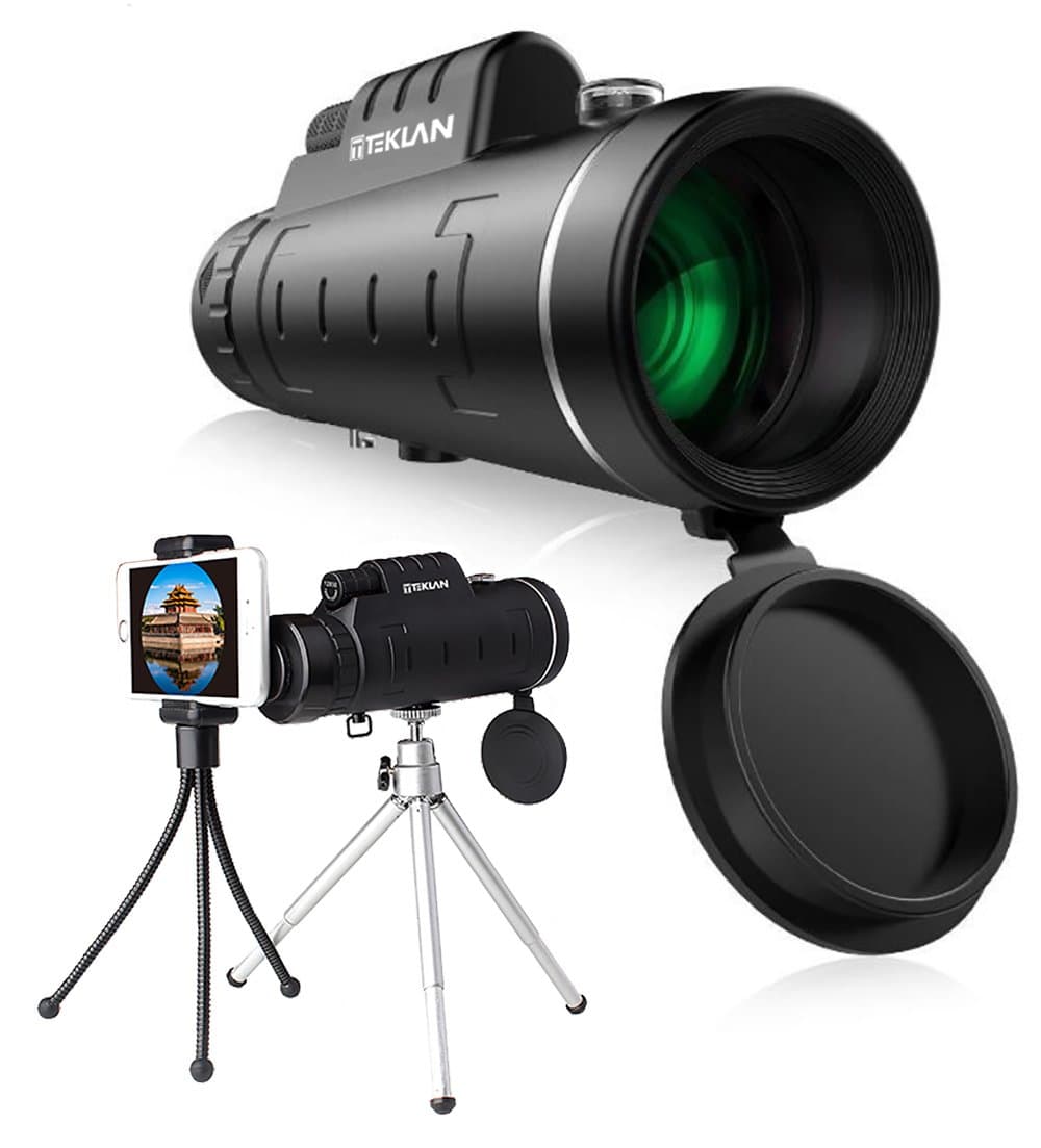 12x50 Compact Monocular Telescope w/BAK-4 Optical Prism - Powerful, Lightweight Scope w/Phone Clip & Tripods for iPhone & Android - Use for Bird Watching, Hunting, Camping, Concerts + More!