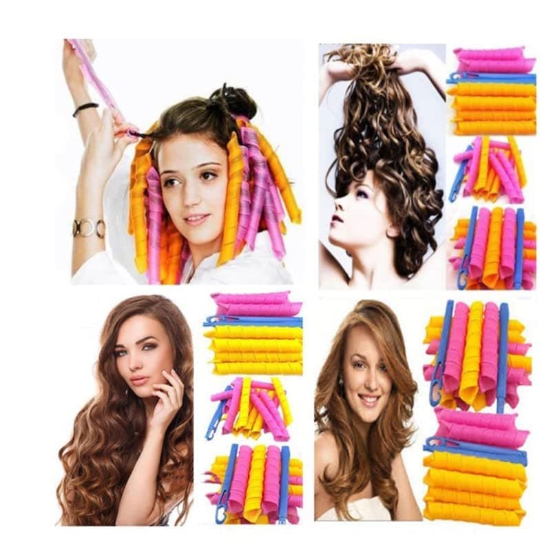 Verbier Hair Curler Spiral Rollers For All Type Hairs Self Grip Hair Roller For Curly Wavy Hairs For Women And Girls- set of 18 Multicolor 30 Gram Pack Of 1