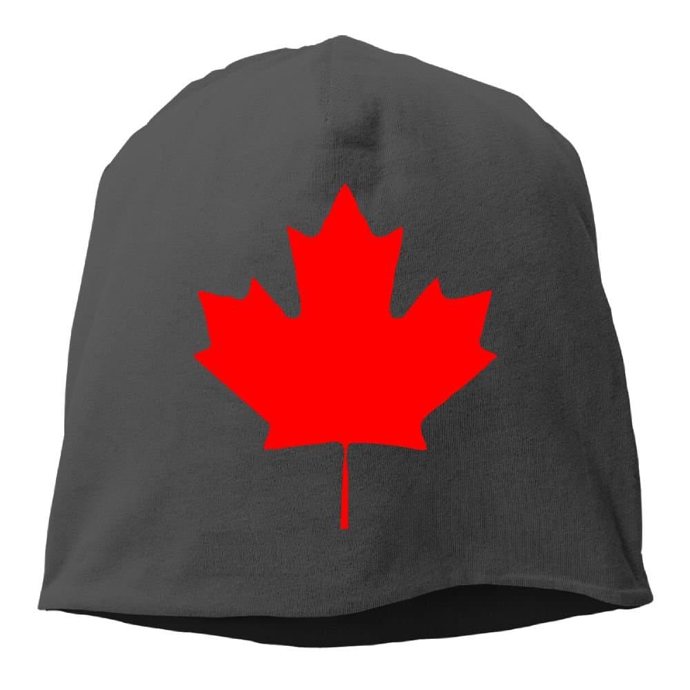 Canada Maple Leaf Canadian Flag Unisex Stretch Beanie Skull Cap Knit Hat for Men Women Black Winter Hat