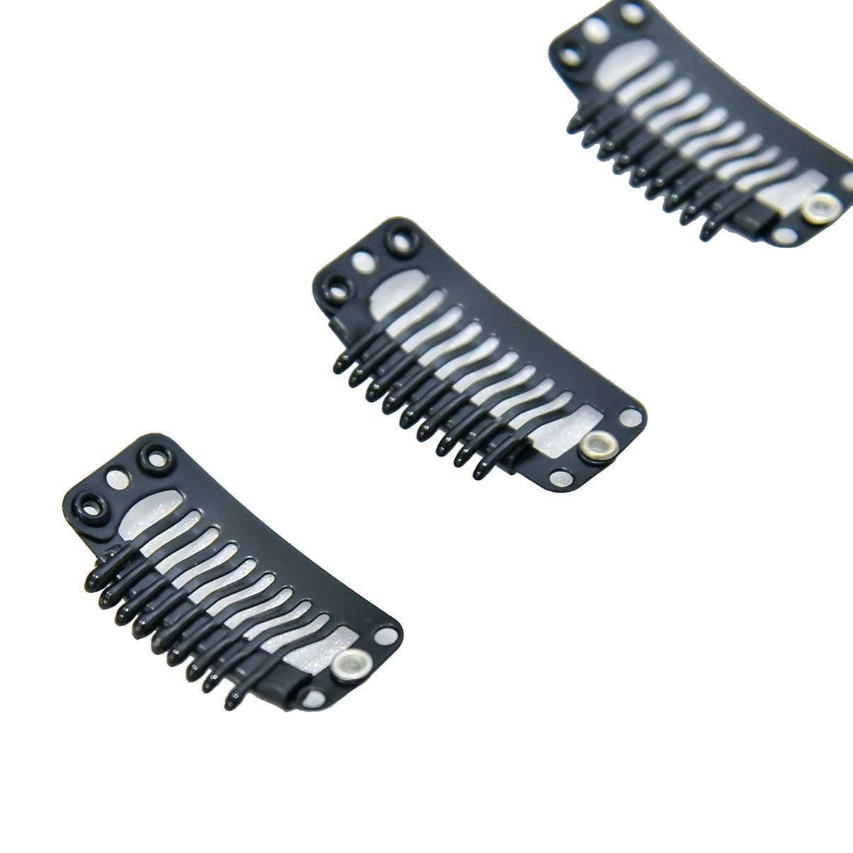 CNF CO Black hair snap clips for extensions 9 teethes weave toupee wig clips styling tools 100 pieces/Pack