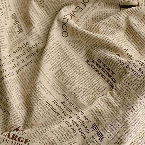 Newspaper Linen Cotton Fabric Print by The Yard (1 Yard)