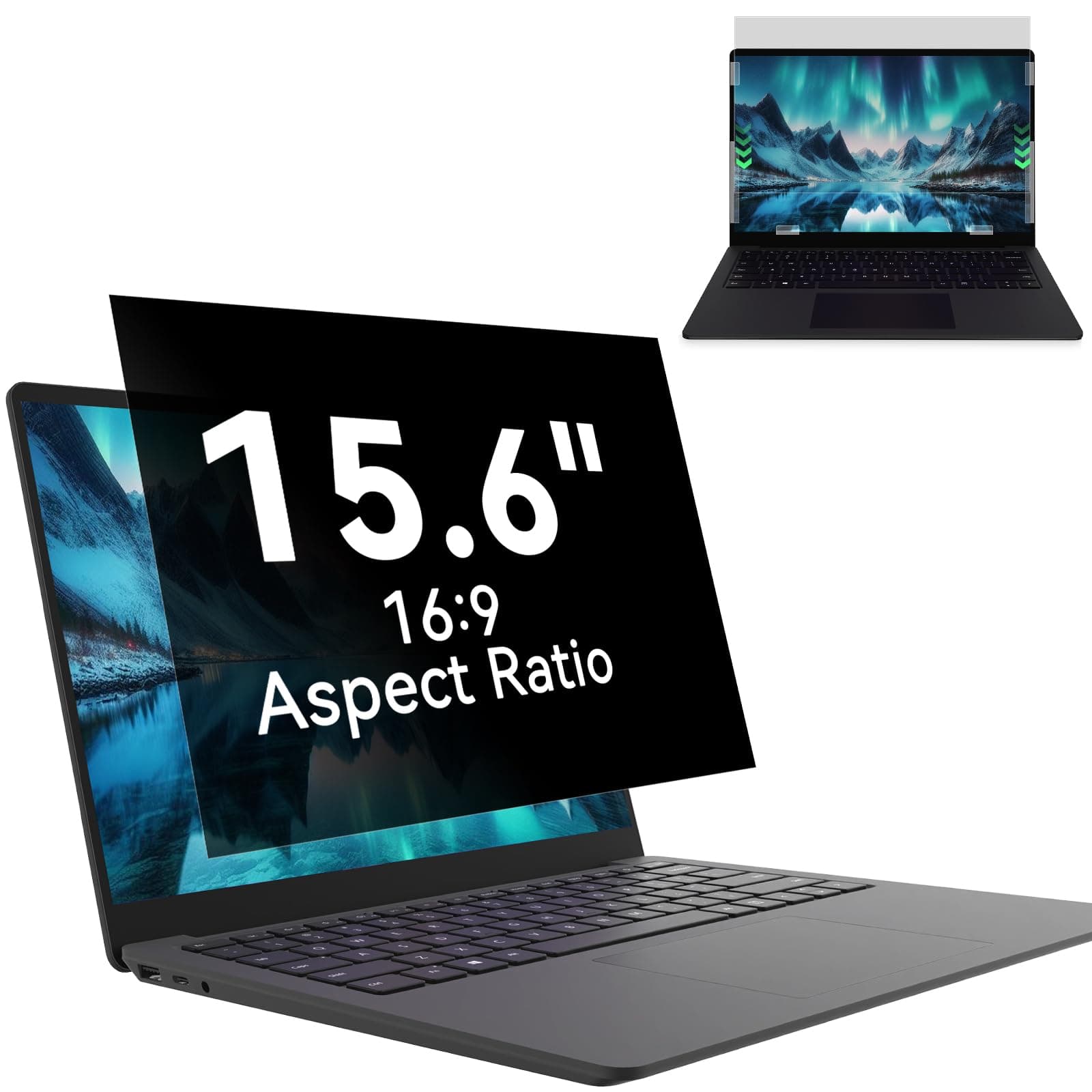 Laptop Privacy Screen 15.6 Inc for 16:9 Aspect Ratio Screen Protector, Anti-Glare Blue Light Laptop Screen Privacy Shield Removable 15.6in Filter for Lenovo HP Dell Acer Asus Thinkpad Envy Xps