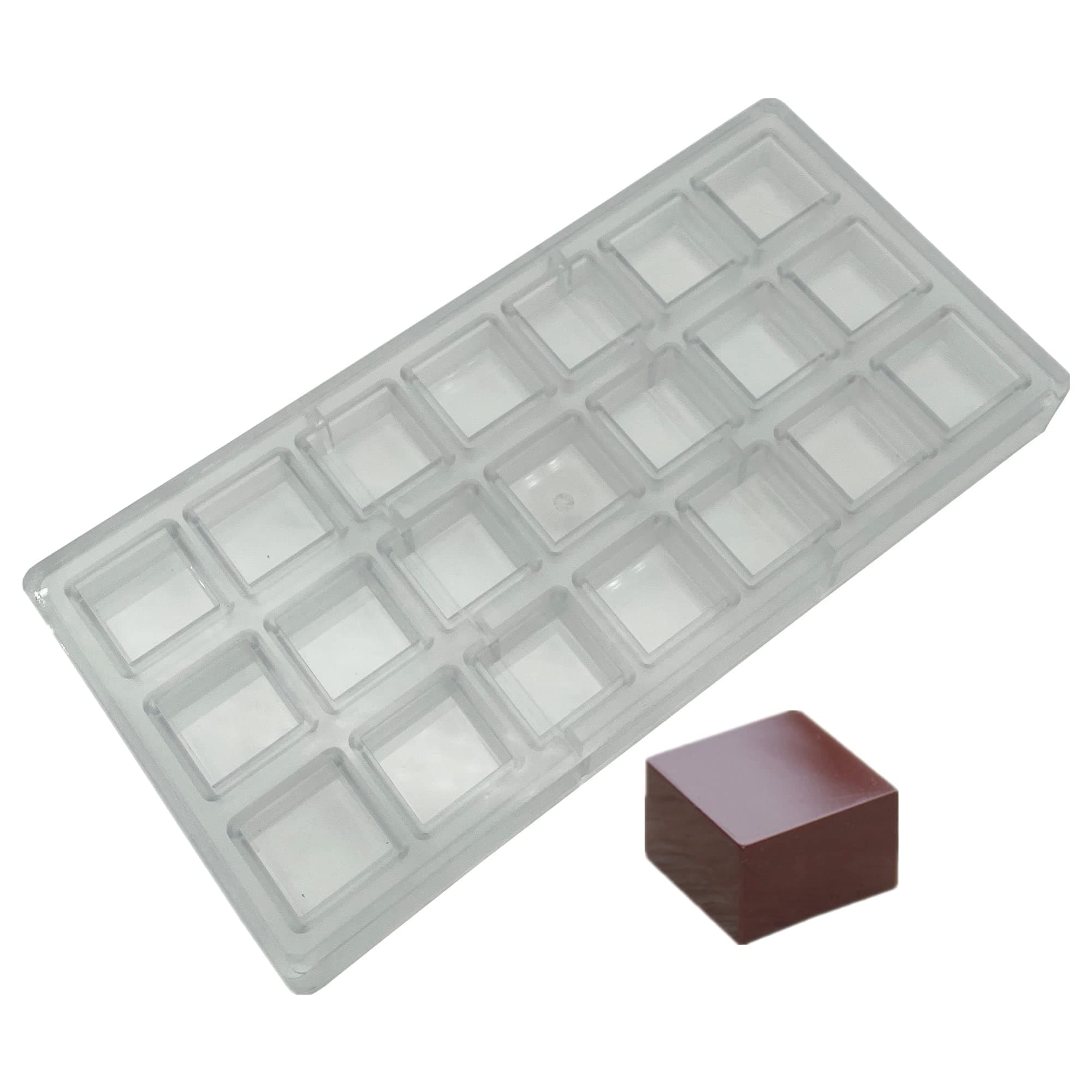 Square Chocolate Making Mould Polycarbonate Chocolate DIY Mold 21 Cavities Candy Ice Cube Molds (3001)