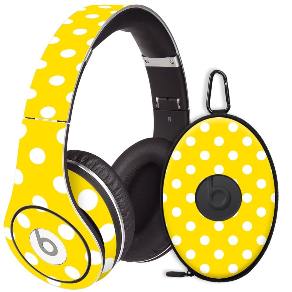 White Polka Dot on Sunshine Decal Skin for Beats Studio Headphones & Carrying Case by Dr. Dre
