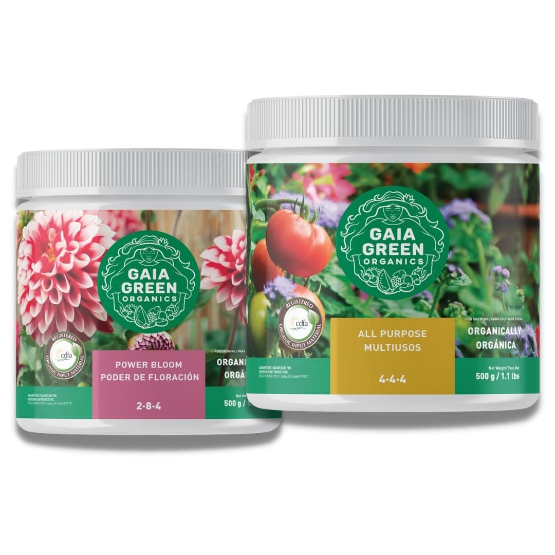 Gaia Green Power Bloom and All Purpose Organic Plant Nutrients Fertilizer and Feeding Chart, 500G Bundle Set