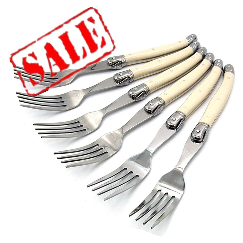 LAGUIOLE Forks of 6, Stainless Steel Dinnerware/Tableware/Flatware/Cutlery Set with White/Ivory Handle, Made in China, Reputable Global Manufacturer with Certificate (GMC), Value for Money
