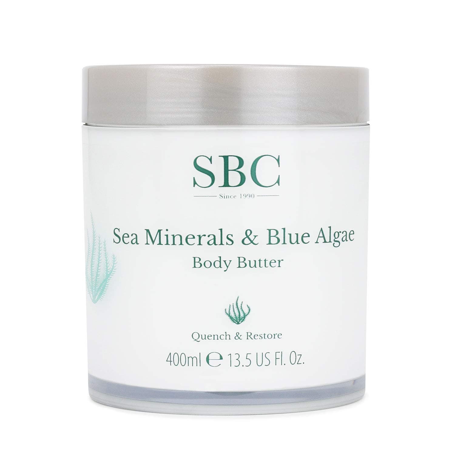 SBC Skincare Sea Minerals & Blue Algae Body Butter - 400ml | Hydrating Body Lotion With Hyaluronic Acid | Body Butter For Men And Women | Vegan Friendly Body Moisturiser | Body Cream For Dry Skin