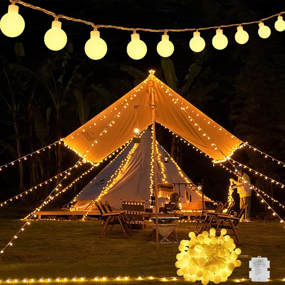 Goodern Camping Tent String Lights Eid Mubarak Globe String Lights 6M 40LED Waterproof Ramadan Rope Ball Lights Islamic Muslims Fairy String Lights for Outdoor Garden Party Hanging Lights Decor