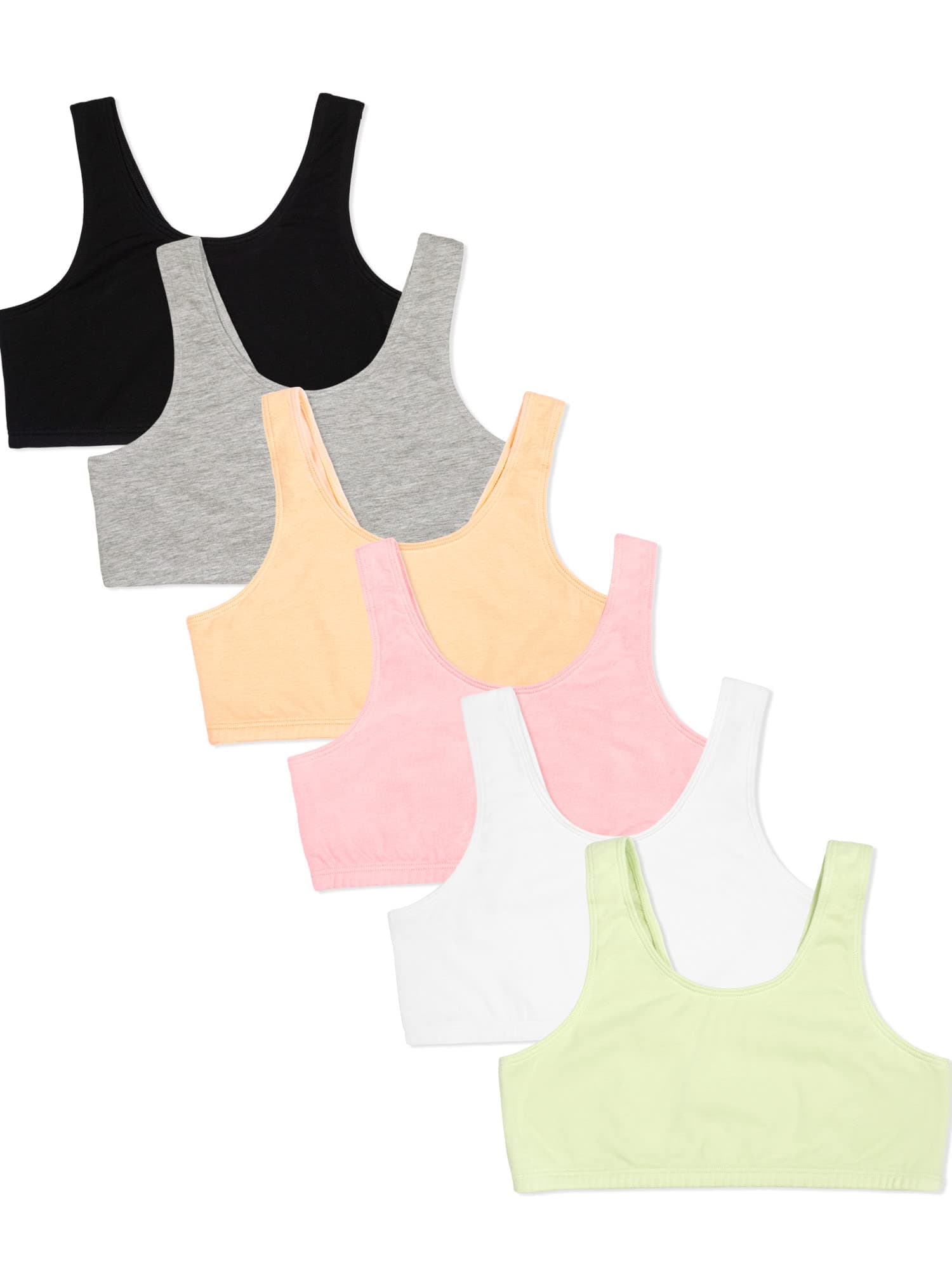 girls Multi Pack Cotton Built -Up Stretch Sports Bra Available in 6 Packs!