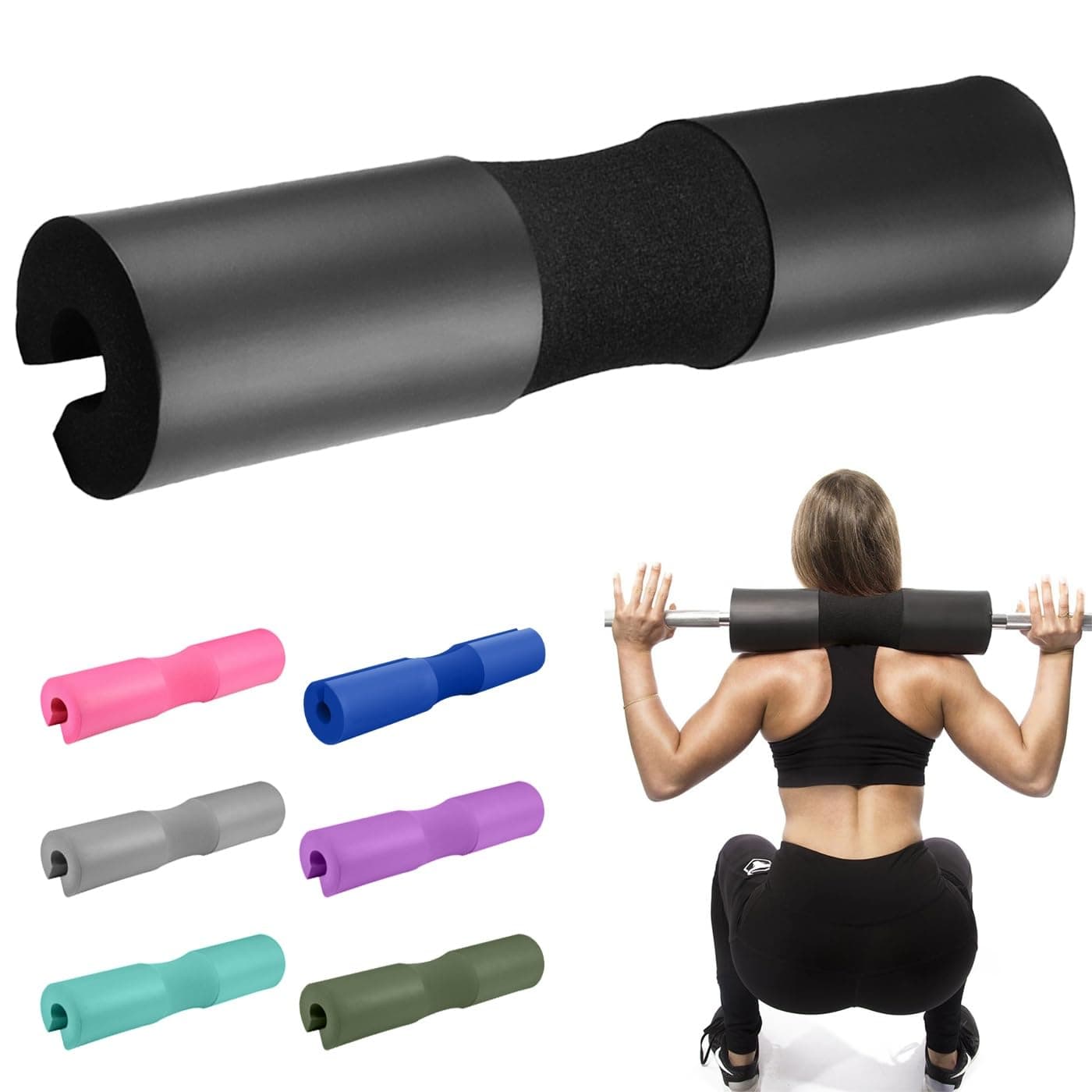 Smilee 43cm Olympic Barbell Pad Waterproof Foam Shoulder Support, Thickened NBR Material for Comfort and Impact Absorption