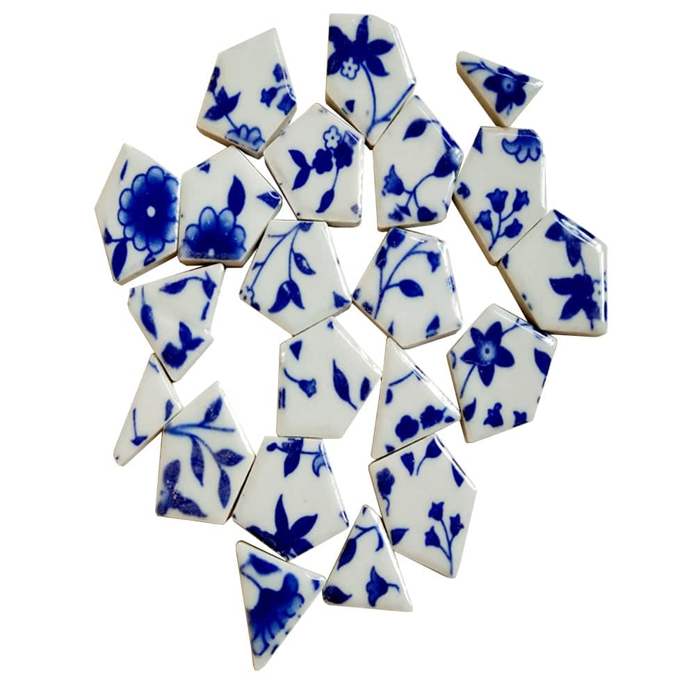200g Bulk Ceramic Tiles Mosaic Pieces Irregular Shape Ceramic Pieces Art Making Supplies for Bathroom and Kitchen Wall Decoration(Blue and White Porcelain)