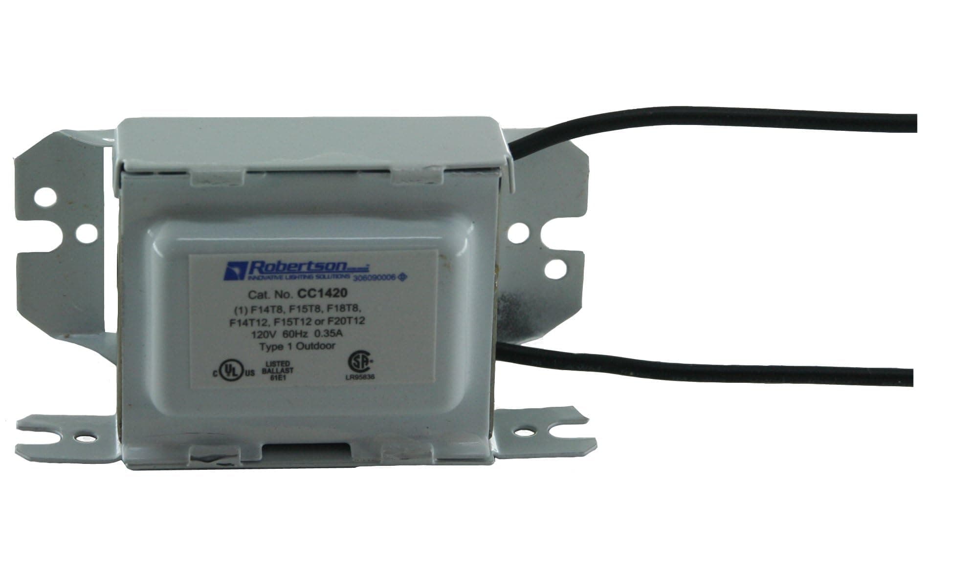 Robertson CC1420P /A V1 Magnetic Preheat Start Fluorscent Ballast (3P10061), 120Vac input, for 1 ea. F14T8, F15T8, F14T12, F15T12 or F20T12 Lamp (14W-20W), Qty 1