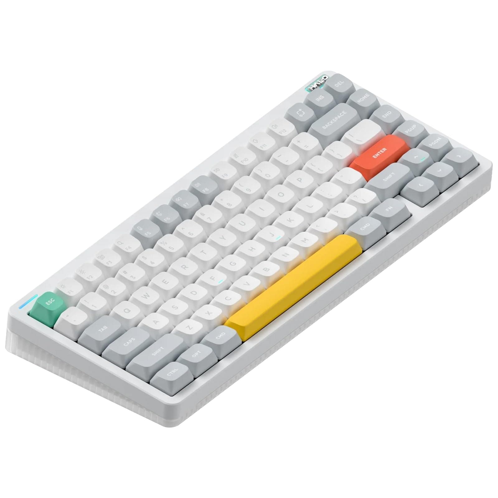 Halo75 V2 Mechanical Gaming Keyboard 75% Wireless Hot-Swap 83 Keys RGB Backlit Keyboard Supports Bluetooth/2.4GHz/USB-C (White, Raspberry (46gf))