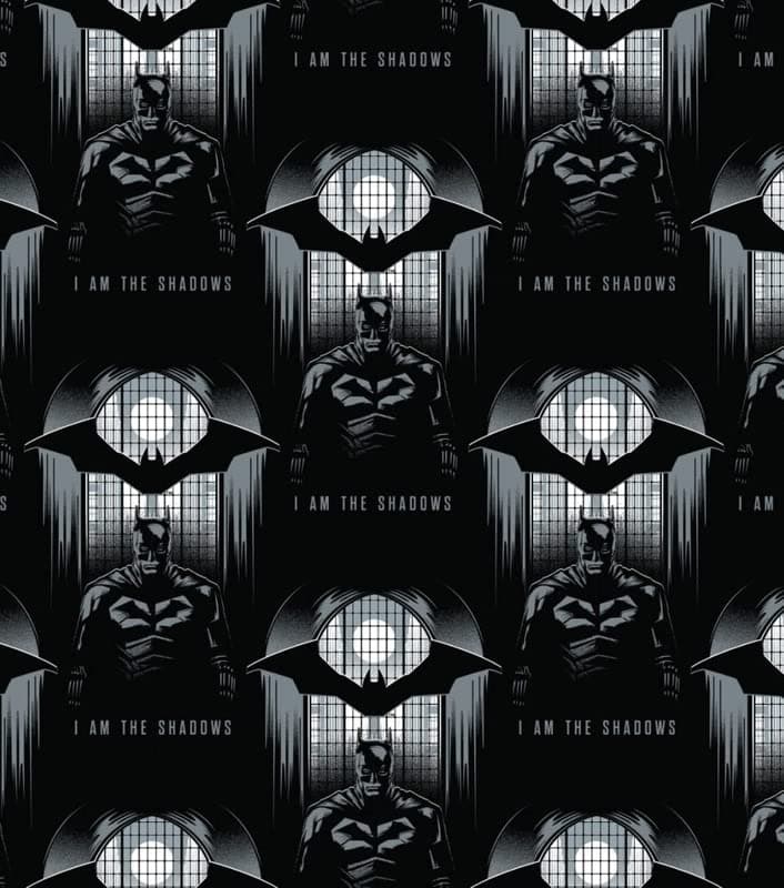 I am The Shadow - Batman Cotton Fabric Sold by 1 Metre Pre-Cut 112cm Wide, Black (100% Cotton, Genuine Licensed Fabric, Ideal for Crafts, Quilting, Sewing, Dressmaking)