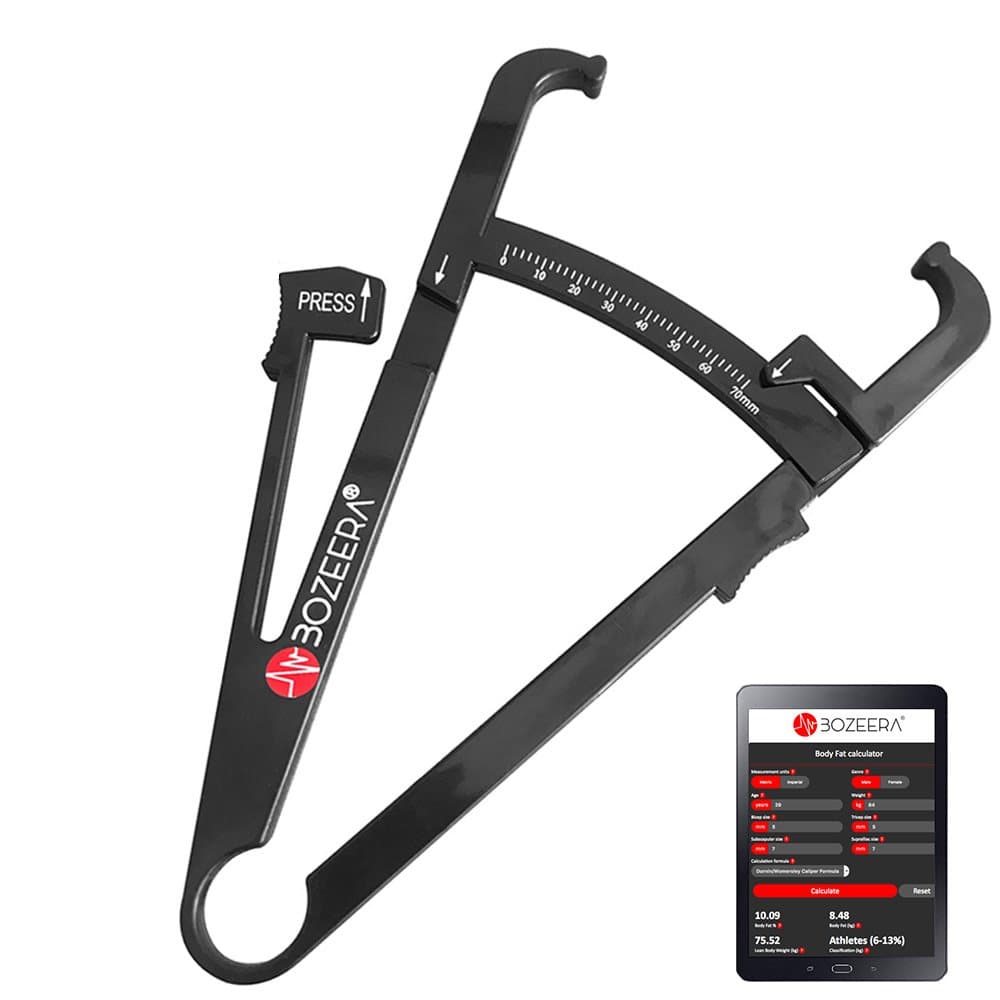 BOZEERA [Body Fat Caliper] / Skinfold Caliper - Includes Free Software, Video Interpretation, and English Manual - ©. The Complete Set for Calculating Body Fat Percentage.