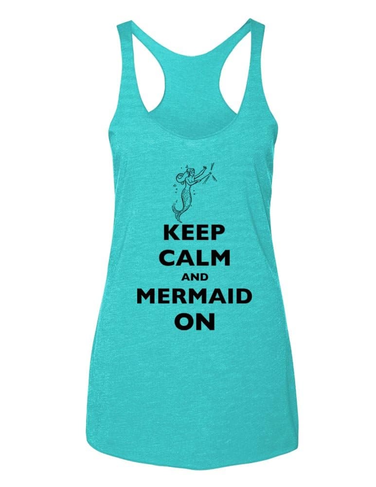 Keep Calm and Mermaid On design2 - Soft Tri-Blend Racerback Tank
