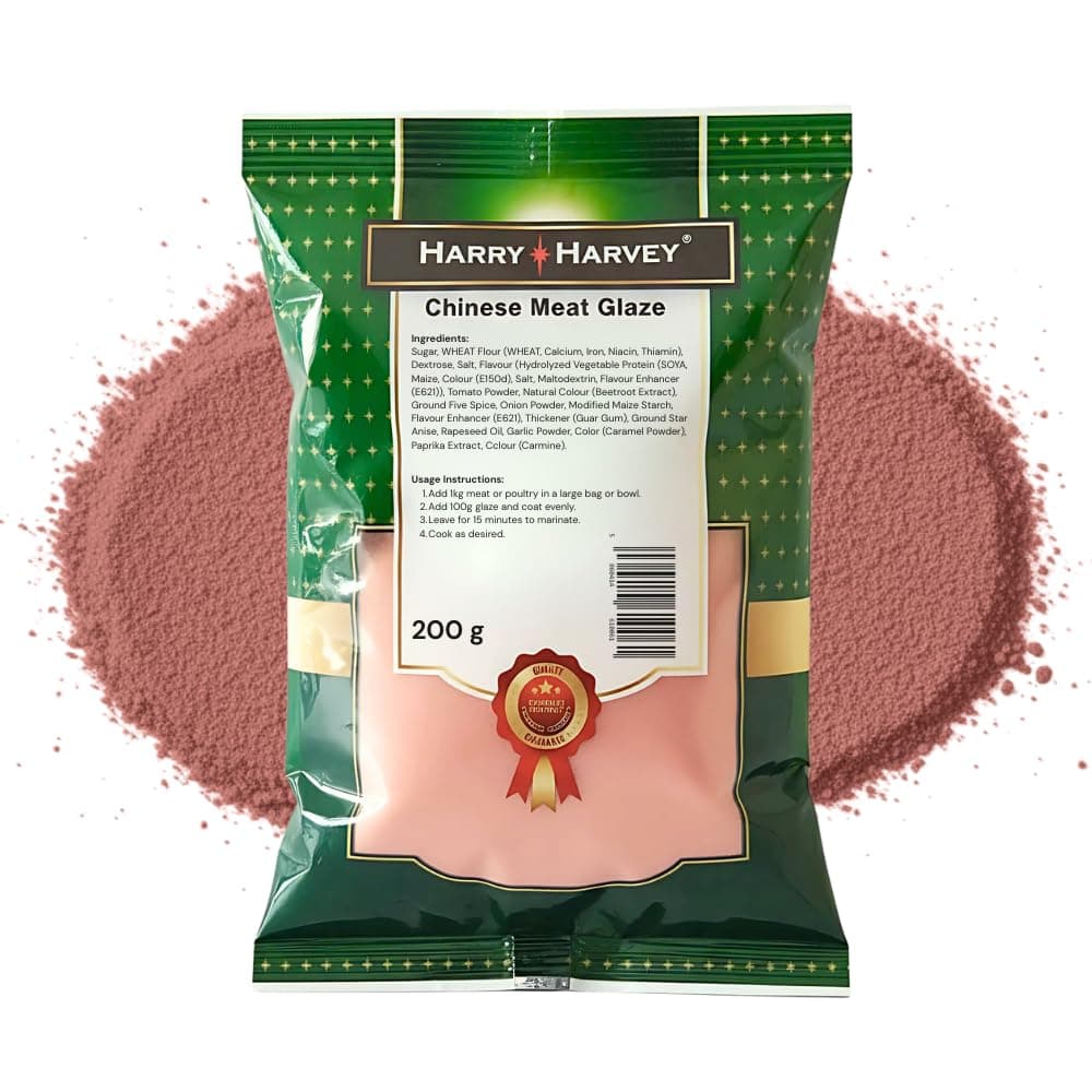 Harry Harvey Chinese Meat Glaze 200g | Spice Seasoning & Marinade for Chicken, Pork, Beef, Lamb & Fish | Authentic Takeaway Style Ribs & Char Siu Flavour | Butchers BBQ Rub & Cooking Spice Mix