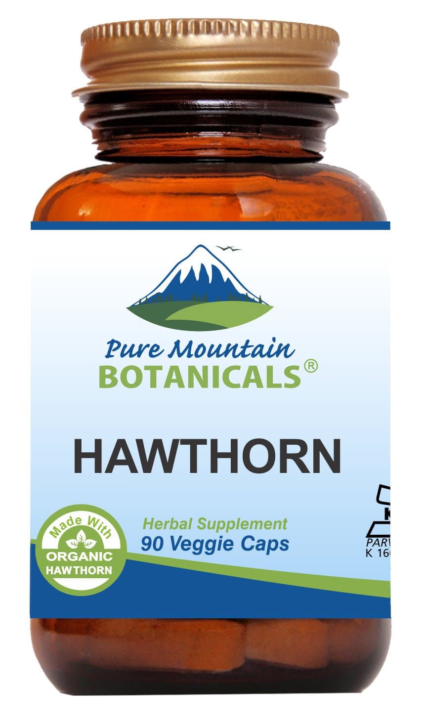 Pure Mountain Botanicals Hawthorn Berry Capsules - Kosher Vegan Caps with 1000mg Organic Hawthorne Berry Supplement