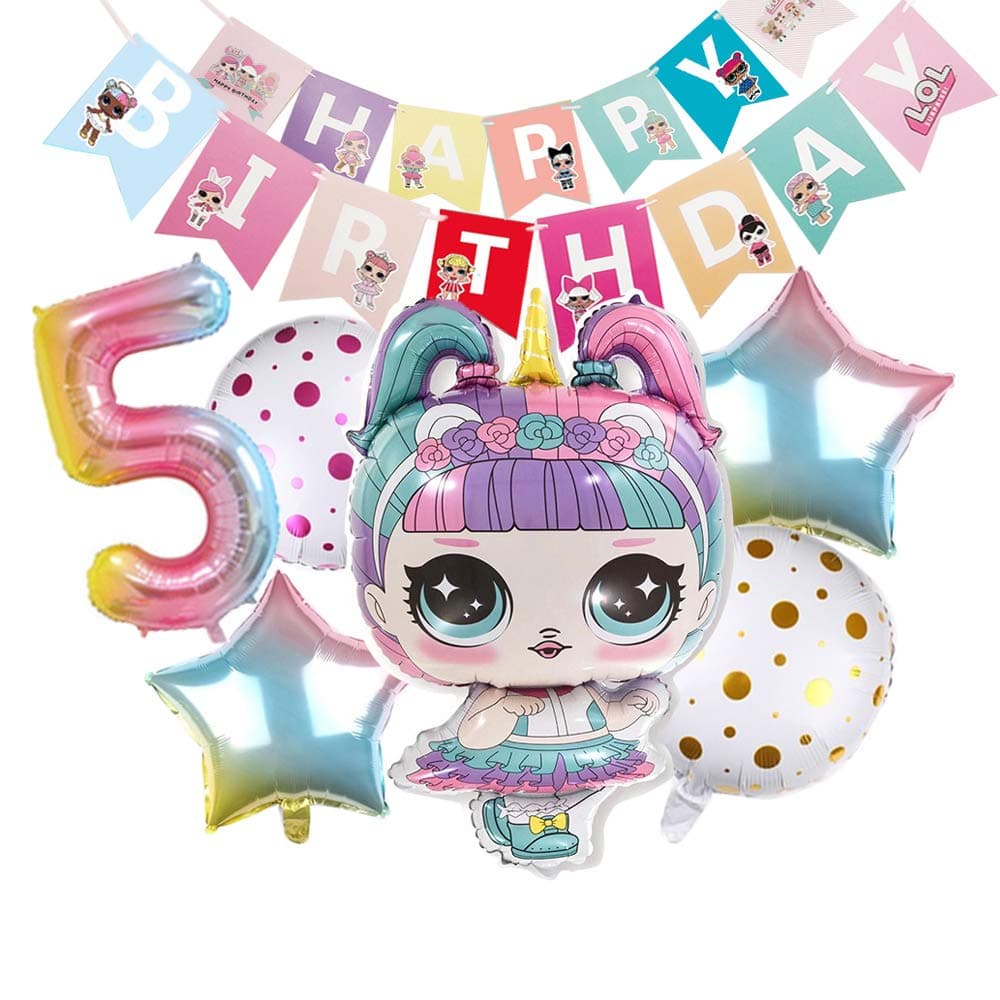 Party's Balloons for Chrildren Surprise Birthday Balloon Bouquet Decorations Surprise Doll Banner Chirldren’s Party for LOL …