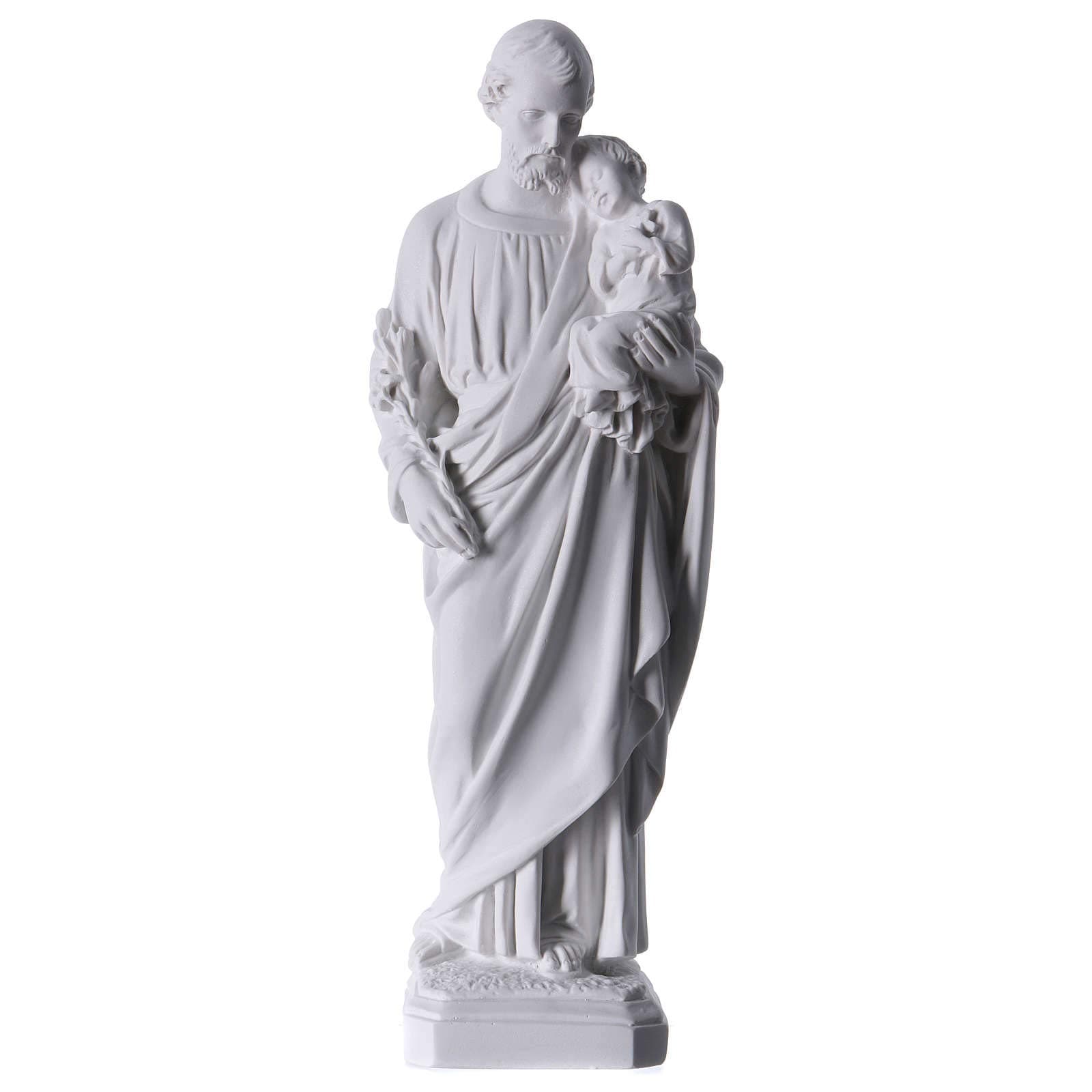Saint Joseph Statue in Reconstituted Carrara Marble 30-40 cm, 30 cm (11.82 inc.)