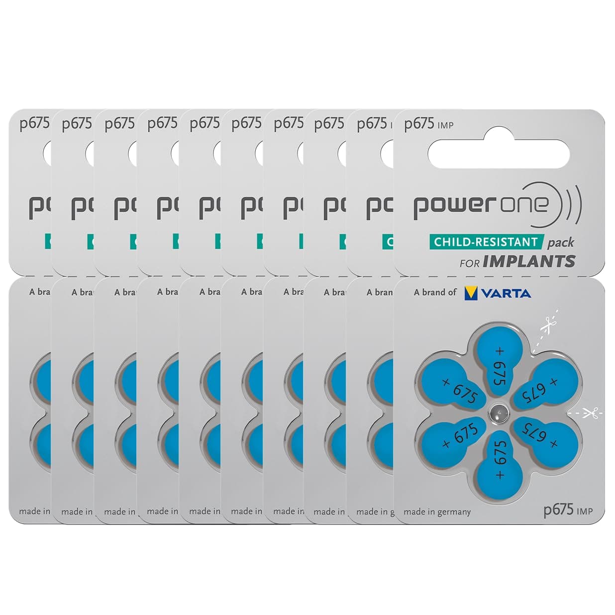 60 Powerone Mercury Free Hearing Aid Batteries Size: 675P Cochlear Implant by Varta [並行輸入品]