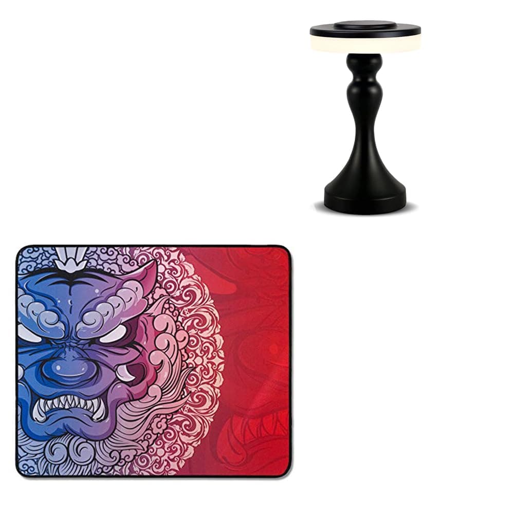 Portable LED Table Lamp,Desk lamp Mouse Pad - Large (480 x 400 x 4mm) - Stitched Edges, Non-Slip Rubber Base, Cloth Surface