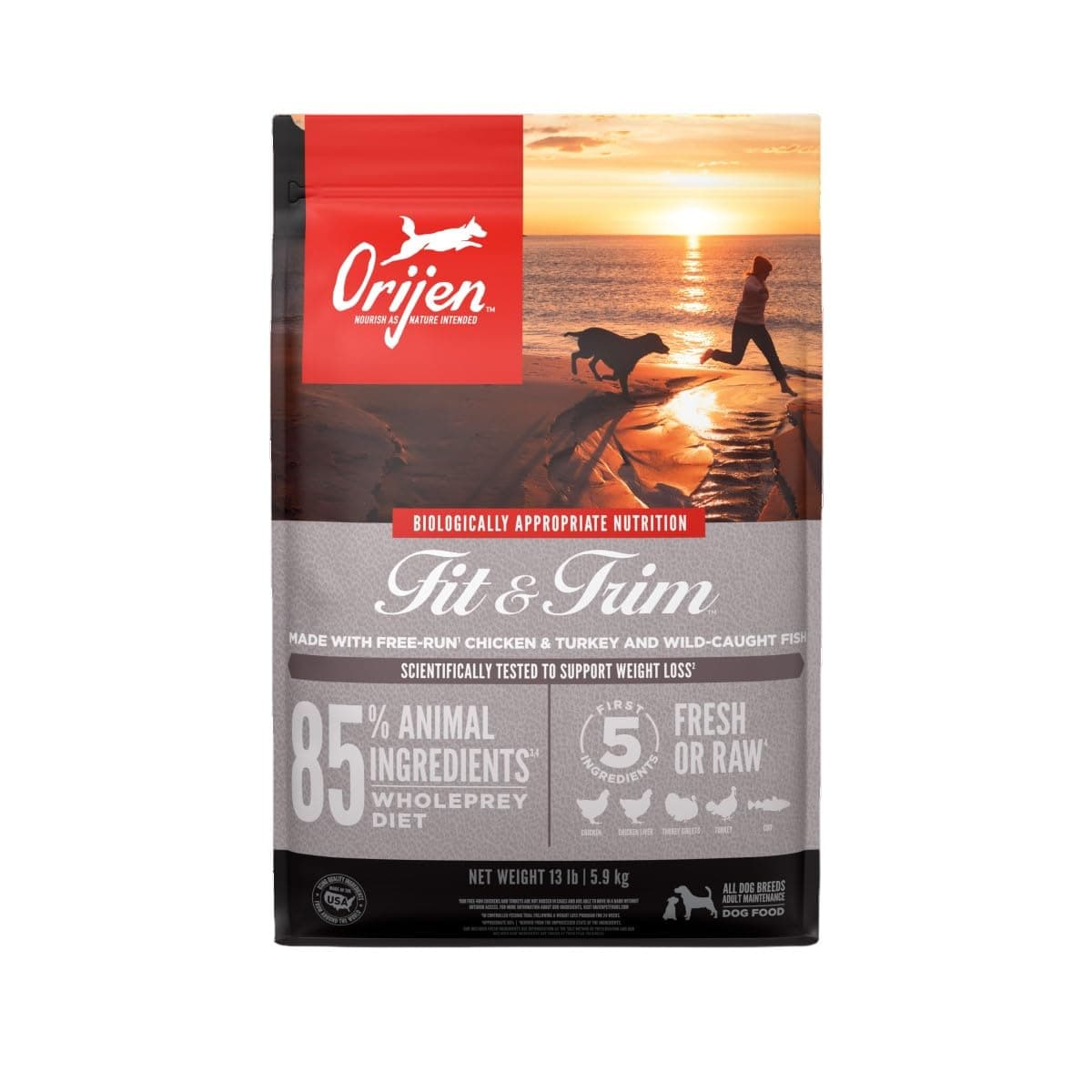 Grain Free High Protein Dry Dog Food Fit & Trim Recipe 13lb Bag