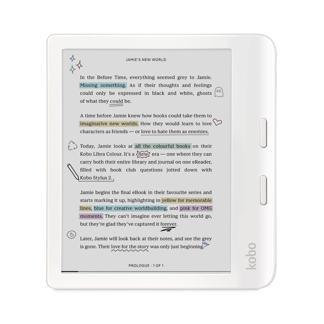 Kobo Libra Colour | eReader | 7" Glare-Free Colour E Ink Kaleido™ 3 Display | Dark Mode Option | Audiobooks | Waterproof | White