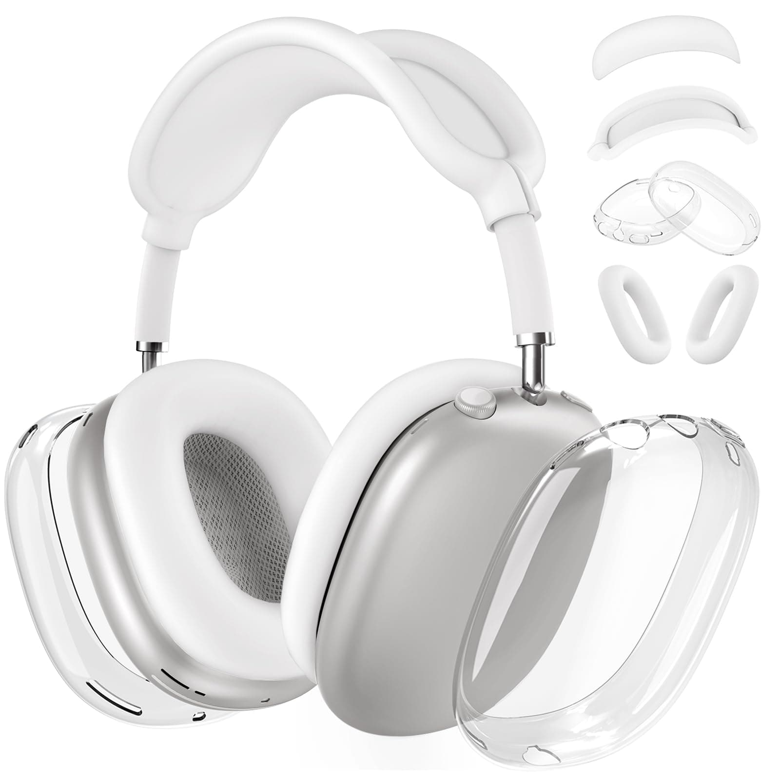 Silicone Case Cover for AirPods Max 2 Headphones,Clear Soft TPU Ear Cups Cover/Ear Pad Case Cover/Headband Cover for AirPods Max 2/1 (2026/2024/2020),Transparent Accessories for Apple AirPod Max,White