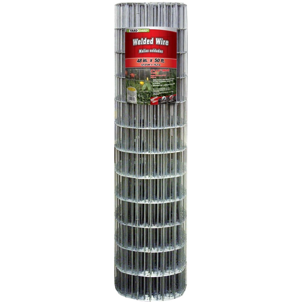 YARDGARD – 2 in. x 4 in. Mesh Welded Wire Fence – 48 in. x 50 ft. 14‑Gauge Galvanized Steel – for Animal Enclosures | Garden Protection | Property Boundaries and Utility Fencing
