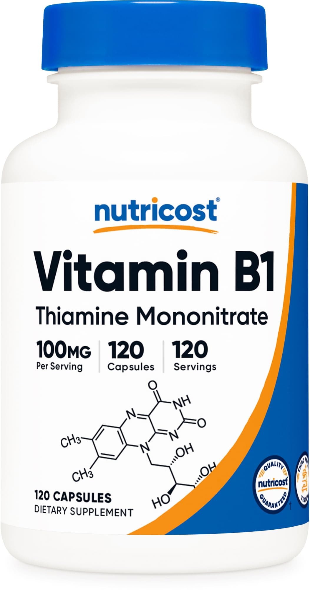 Vitamin B1 (Thiamine) 100mg, 120 Capsules - Gluten Free and Non-GMO