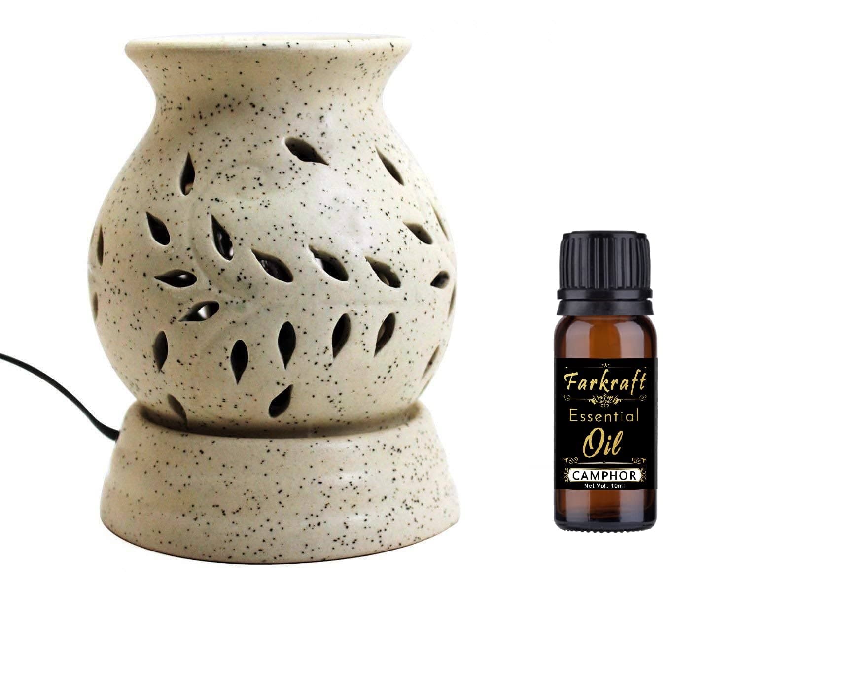 Farkraft Ceramic Ethnic Electric Aroma Diffuser/Burner White Aroma Diffuser | Fragrance: Camphor