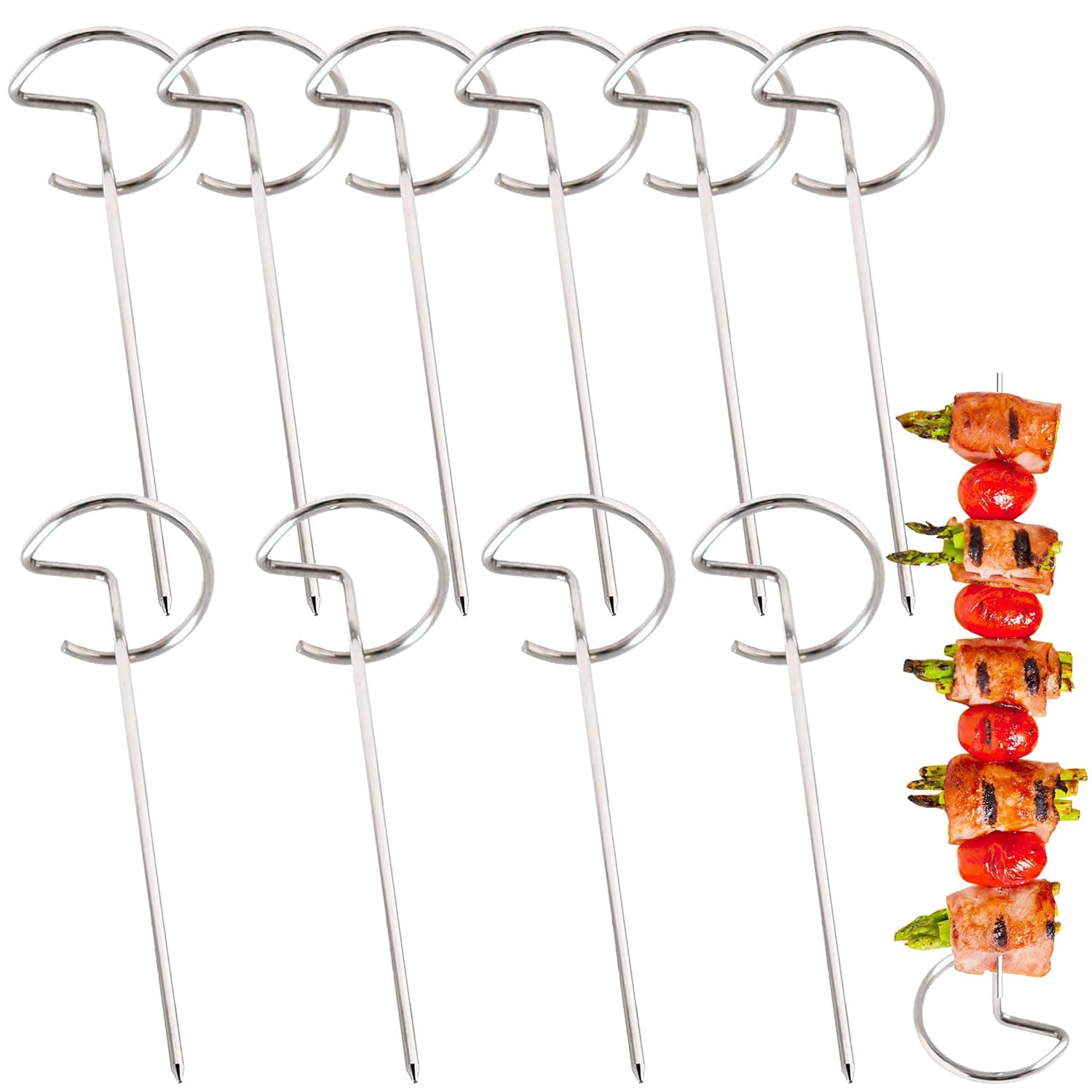Metal Skewers for Air Fryer, BBQ Metal Skewers Stainless Steel, 10 X Kebab Skewers, Reusable Skewers for Air Fryer, Standing Kebab skewers
