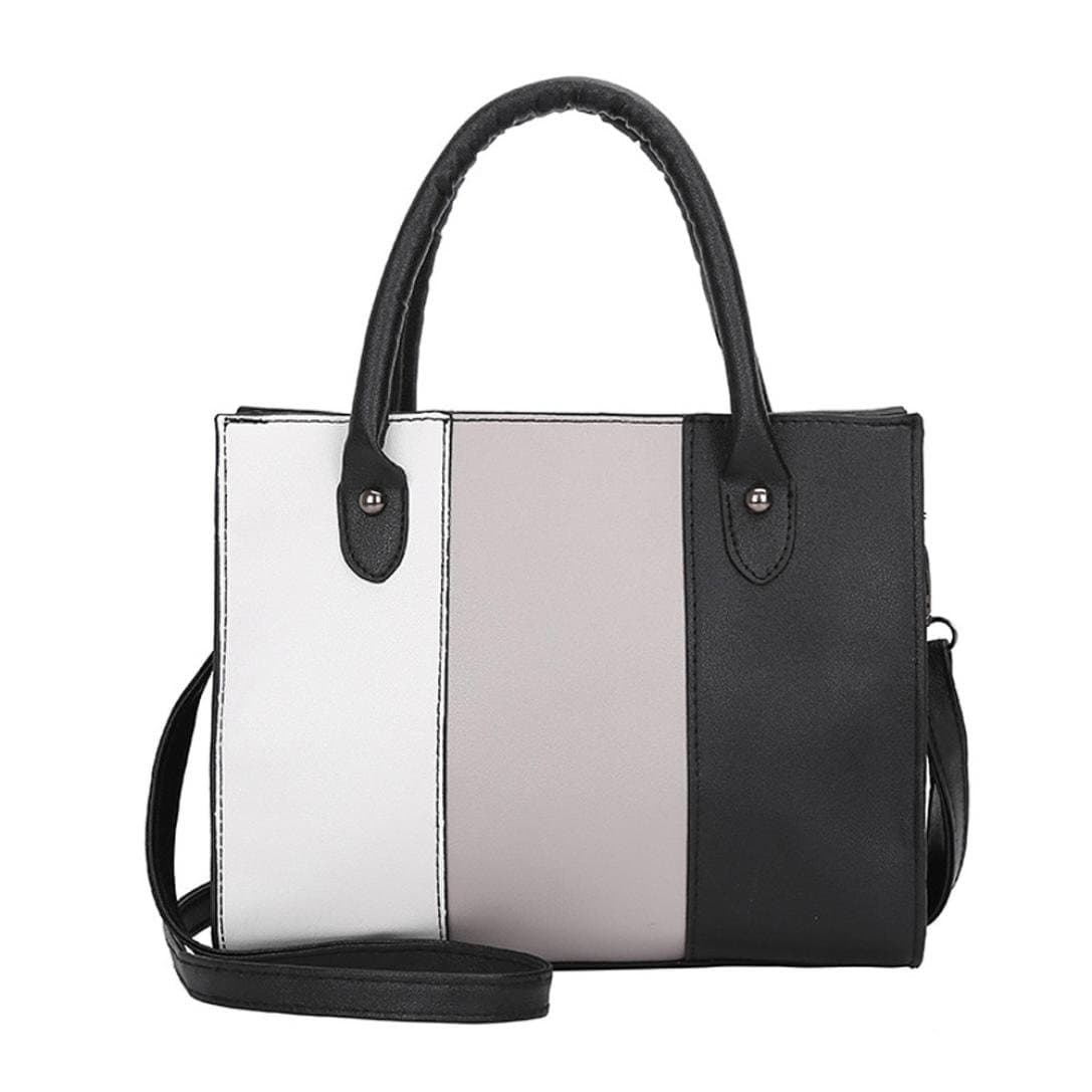 huichang Color Blocking Leather Messenger Crossbody Satchel Tote Handbag Shoulder Bag for Women Girl (Gray)