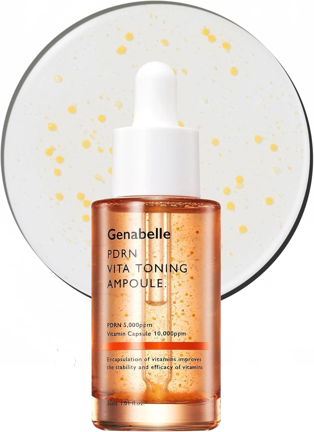 Genabelle PDRN Vita Toning Ampoule - Lightweight Brightening & Toning Ampoule with Vitamin B, C, E, PDRN, A Plump Hydrating Serum for Blemishes, Dark Spots, Fine Lines and Rough Skin Texture, 1.01 fl oz