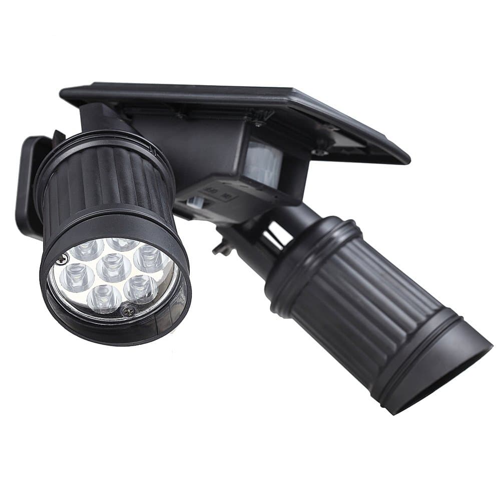 LED Solar Spot Light For Outdoors, 40 Lumens, 120° Wide Angle, Waterproof, Rechargeable, with Motion Sensor and Solar Panel for Gardens, Courtyards, Paths, Steps and Fences, with 14 LEDs