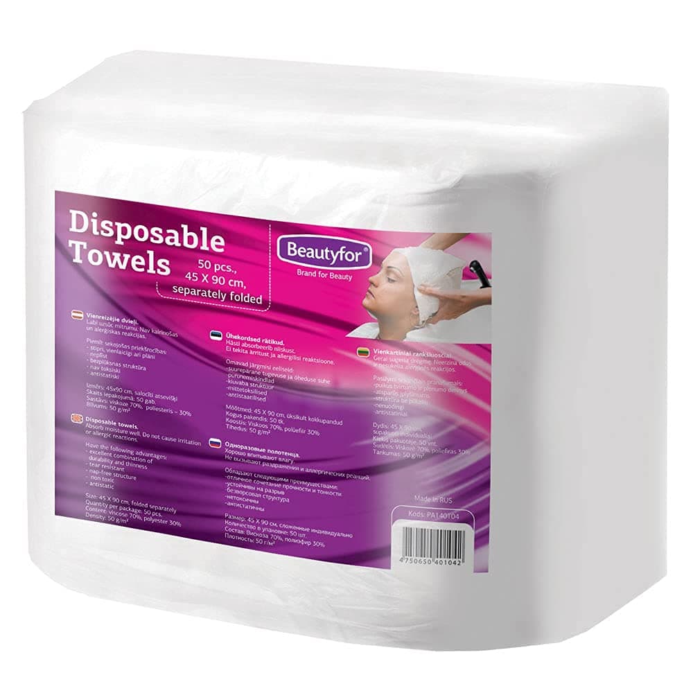 Disposable Soft Spunlace Towels for Hairdressers (45x90) Separately Folded x 50