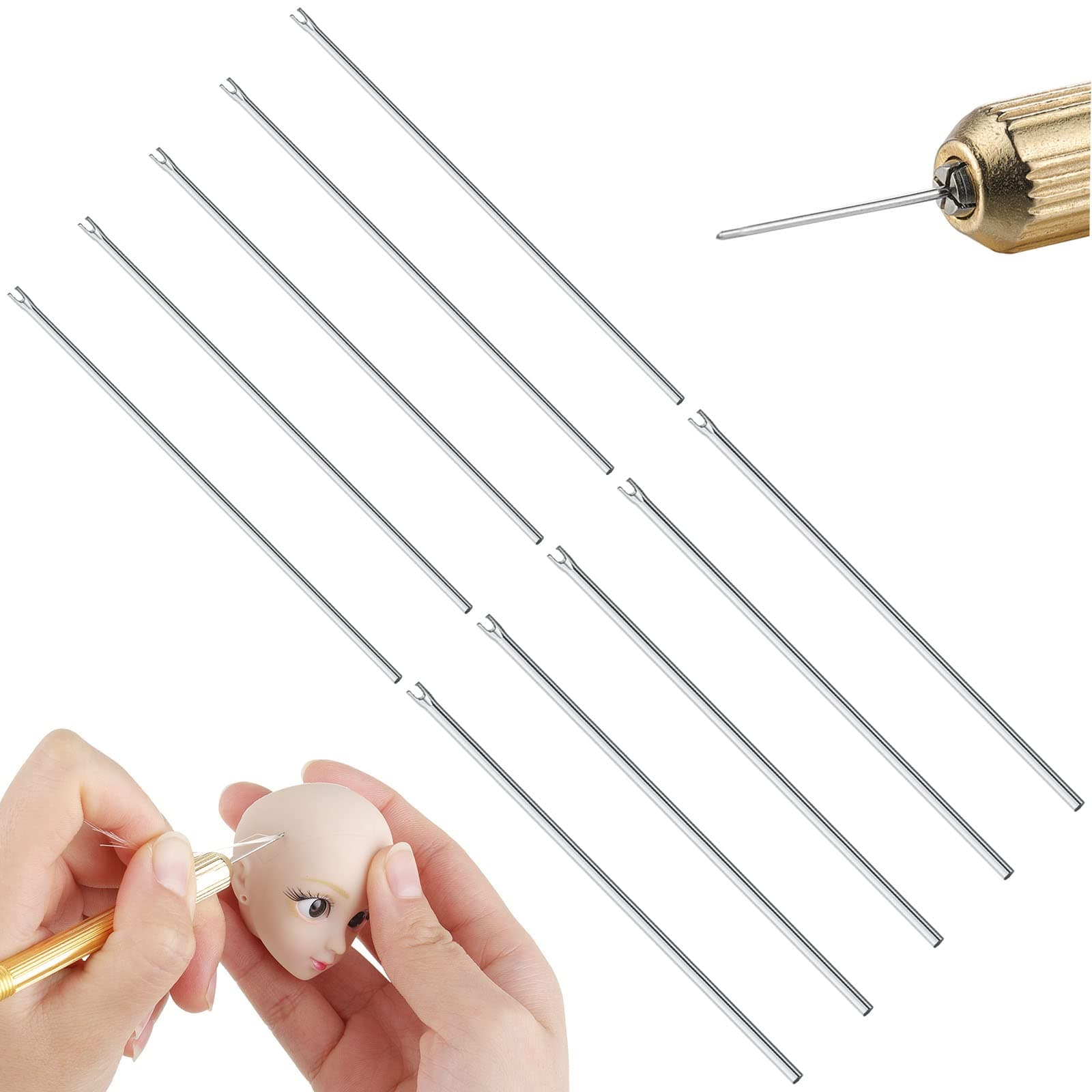 Juinte 10 Pieces Rerooting Tool for Doll Hair Rooting Reroot Rehair Needles Stainless Steel Doll Making Kit Reborn for DIY Tools Supplies