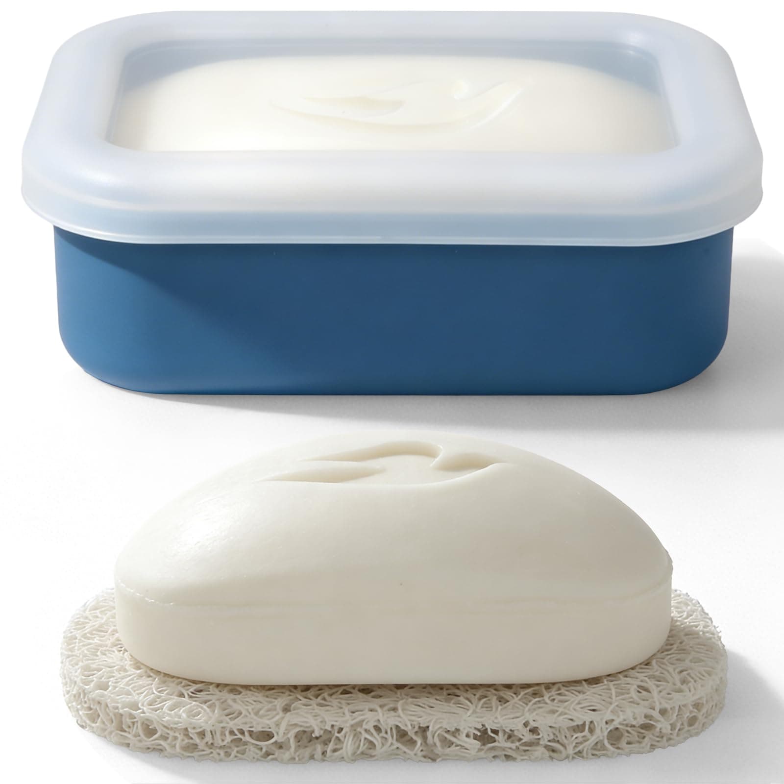 Compact Leakproof Silicone Travel Soap Case, Portable Soap Container with Drainage Layer - 2026 Travel Essentials for Camping, Gym & Shower (Blue)