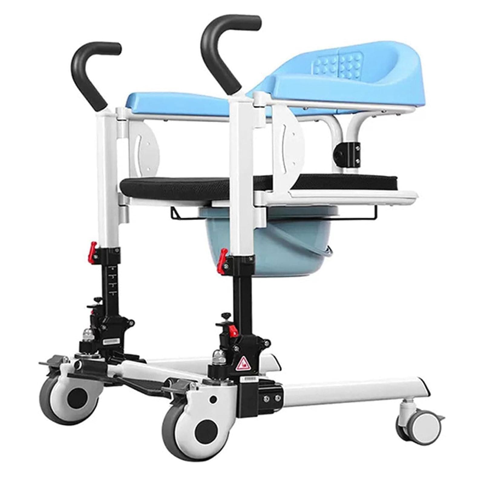 Manual Patient Lift Transfer Chair for The Elderly Portable Patient Lift Aid w/180° Split Seat and Bedpan Nursing Shower Wheelchair Lifts for Home, Height Adjustment