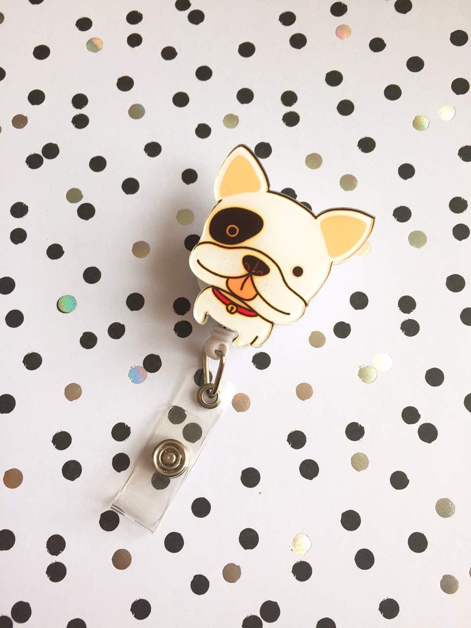 Cute Adorable Sweet Dog Puppy Decorated Retractable Non Twist-able Badge Reel ID Holder with Clip Backing