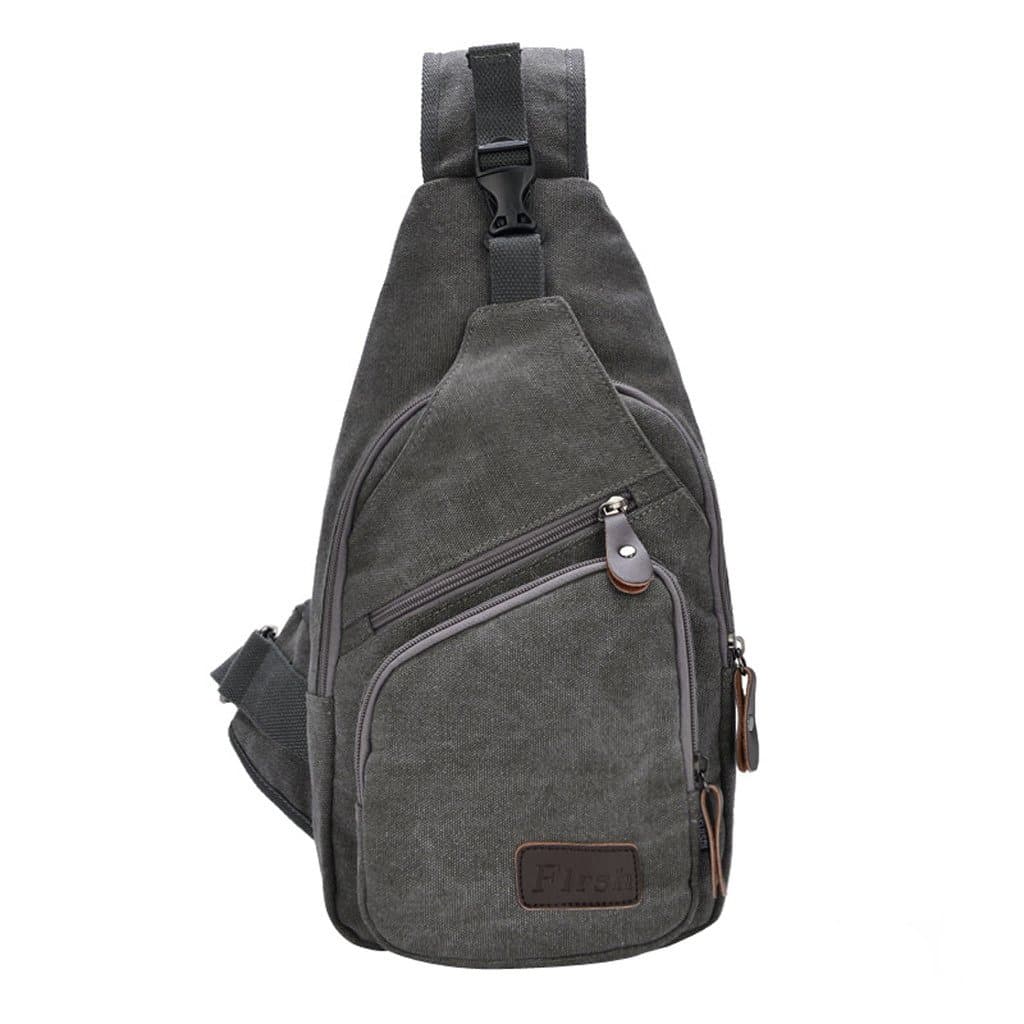 Daosen Casual Canvas Unbalance Backpack Sling Bag Men Shoulder Bag Chest Bag