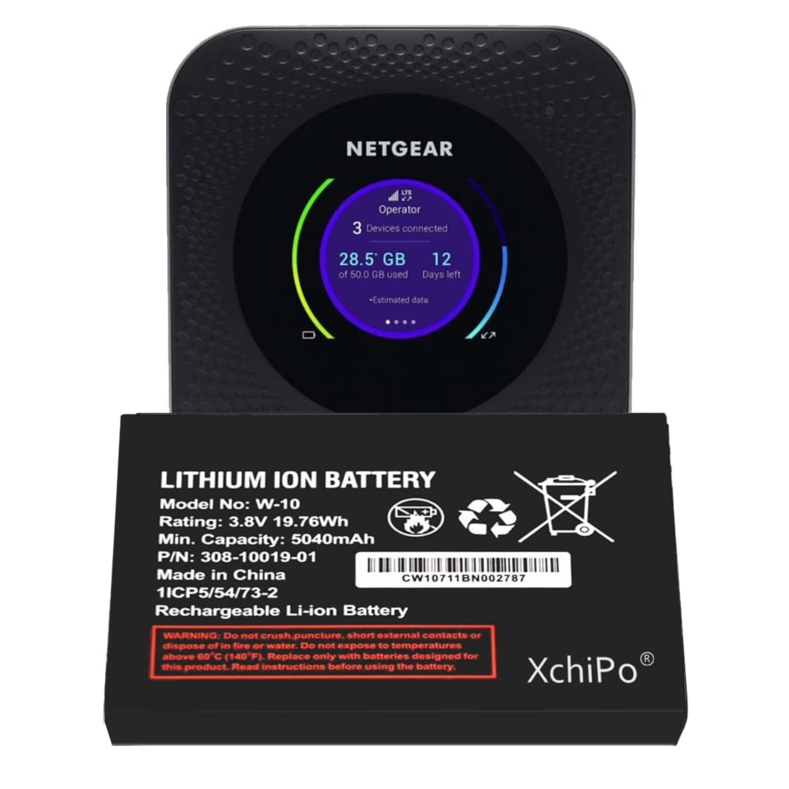 XCY W-10 5040mAh Replacement Battery for Netgear MR1100 AT&T Nighthawk M1 LTE Mobile Hotspot Router (1 Pack)