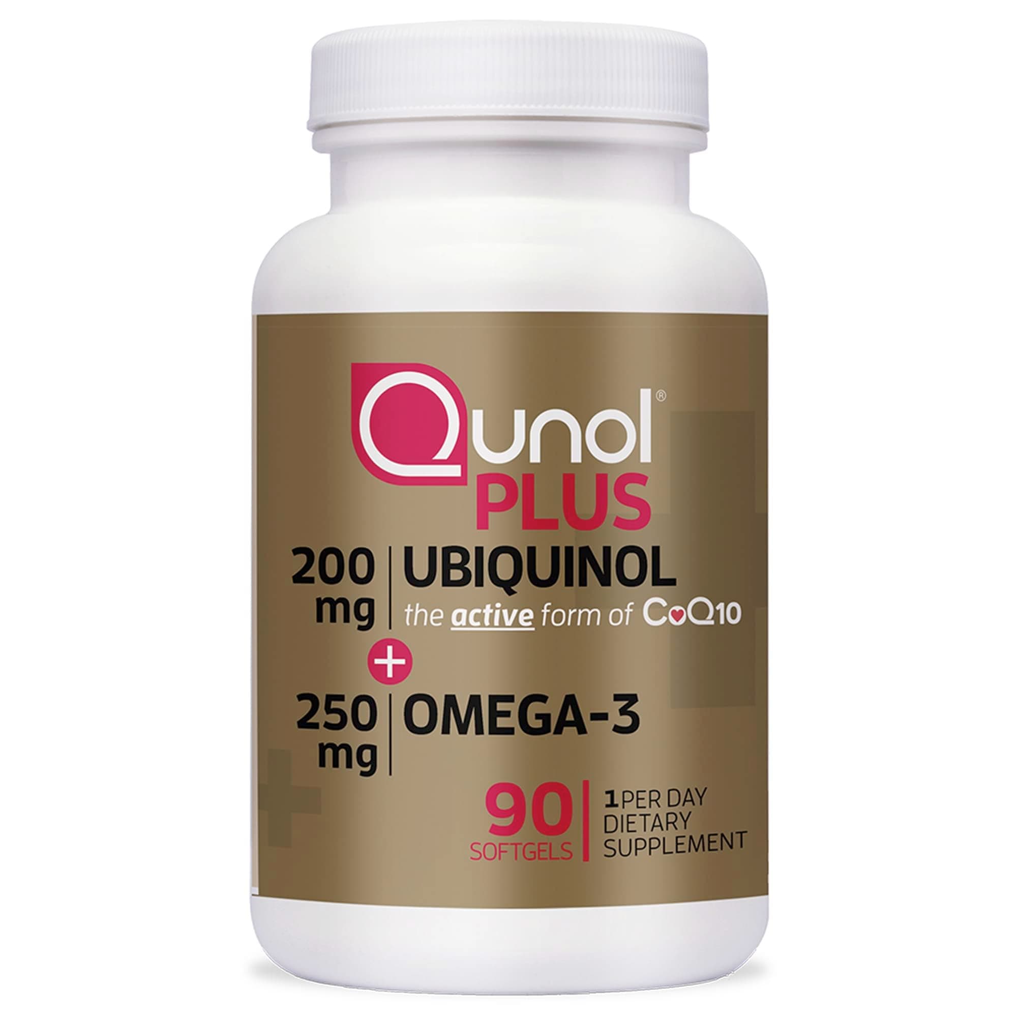Qunol Plus Ubiquinol Coq10 200mg with Omega 3 250mg Extra Strength Antioxidant (Bovine Version), 90 Count