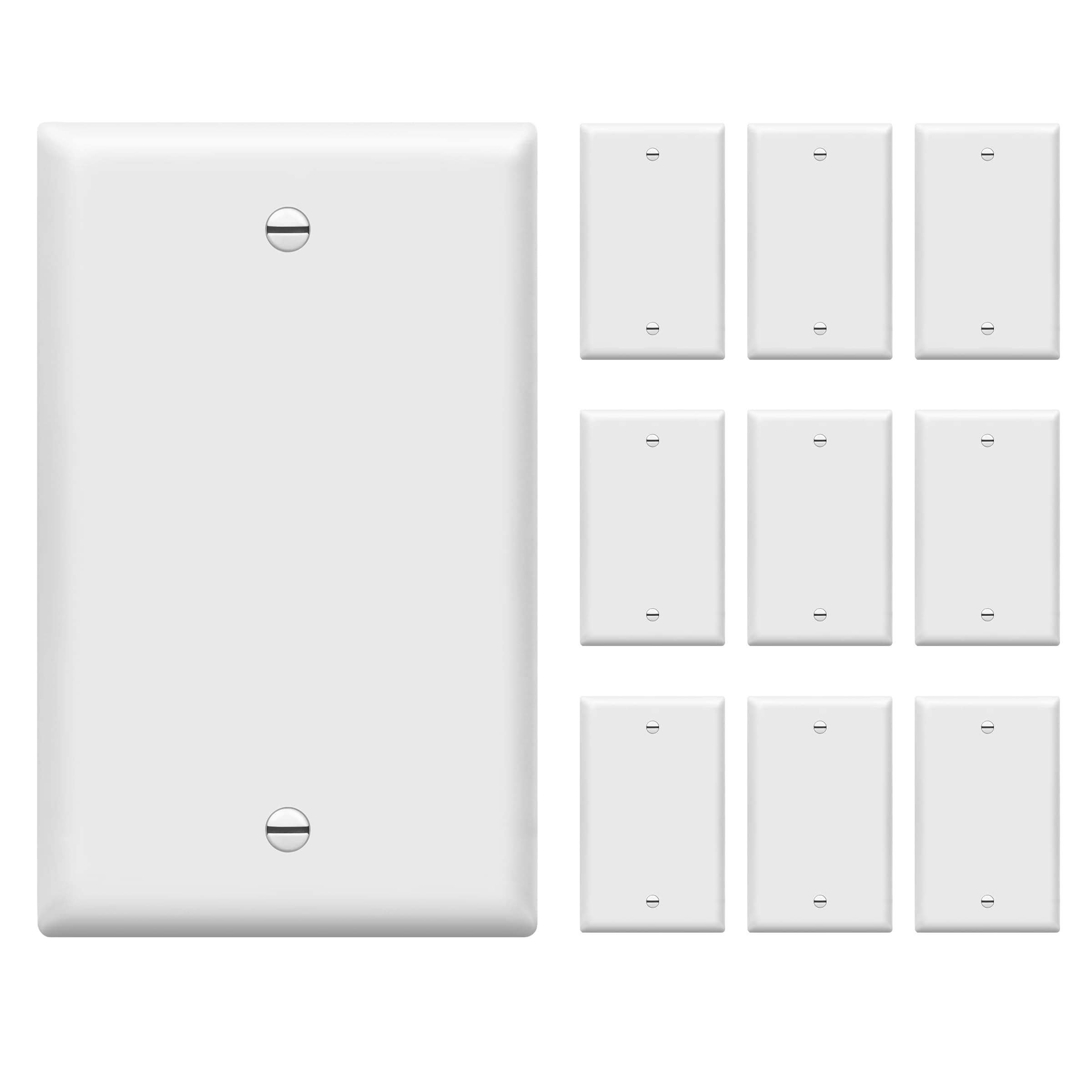 ENERLITES Blank Device Wall Plate, Size 1-Gang 4.50" x 2.76", Polycarbonate Thermoplastic, Electrical Covers for Unused Outlets/Switches, 8801-W-10PCS, White (10 Pack), 10