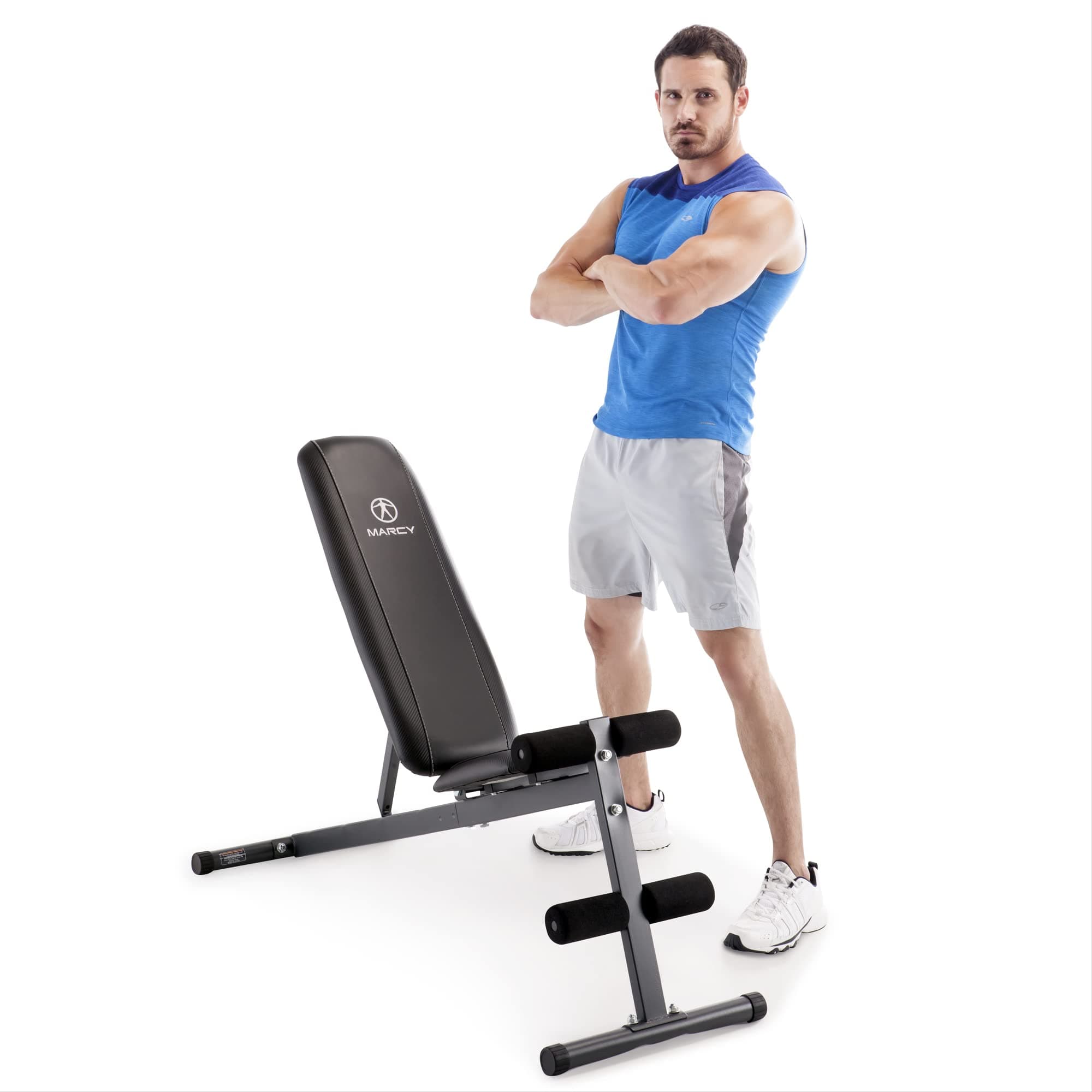 Marcy Exercise Utility Bench for Upright, Incline, Decline, and Flat Exercise SB-261W, Black, 42.00 x 19.00 x 51.00 inches