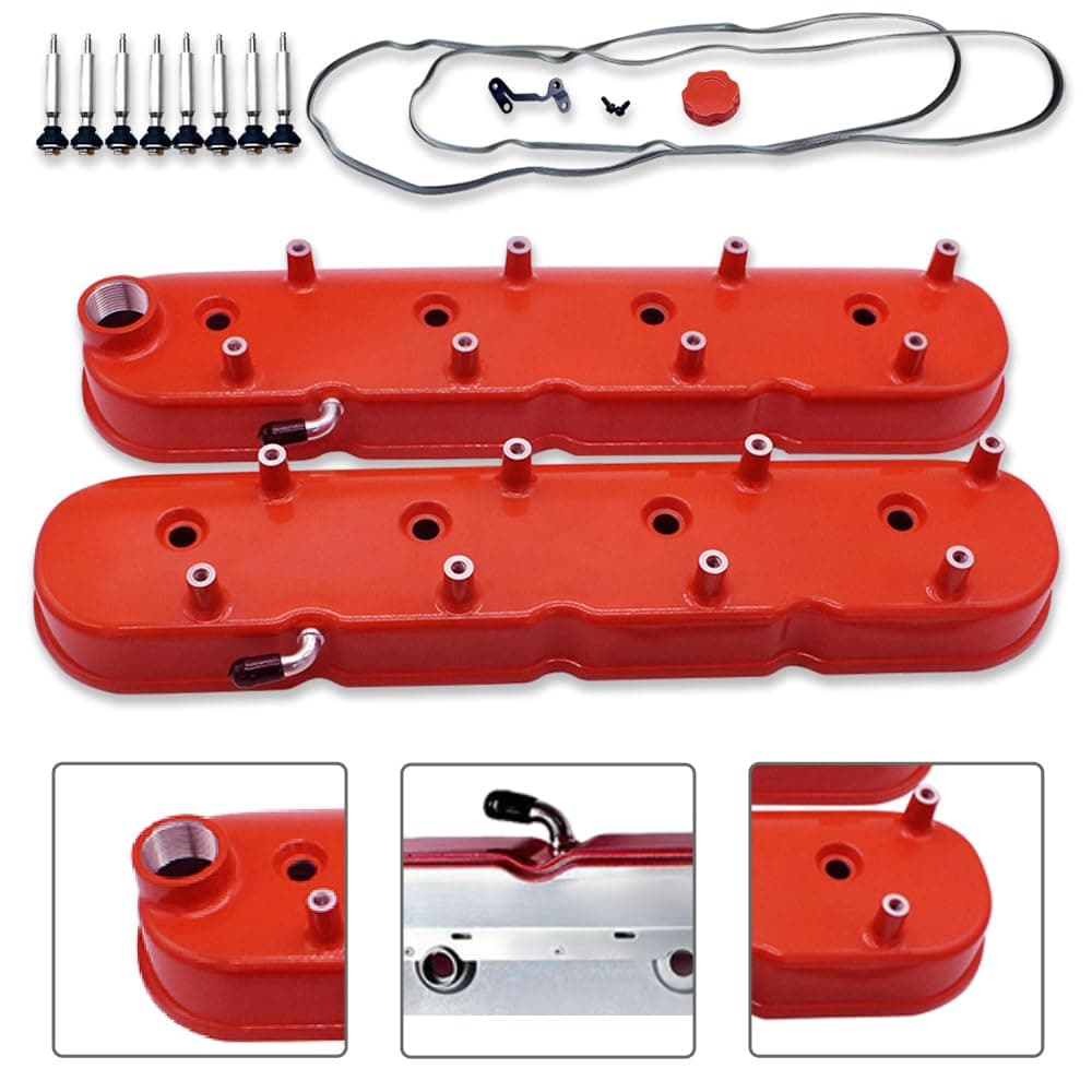 DEMOTOR PERFORMANCE Tall Aluminum Valve Covers Red with Coil Mounts For GM LS1 LS2 LS3 5.3 6.0