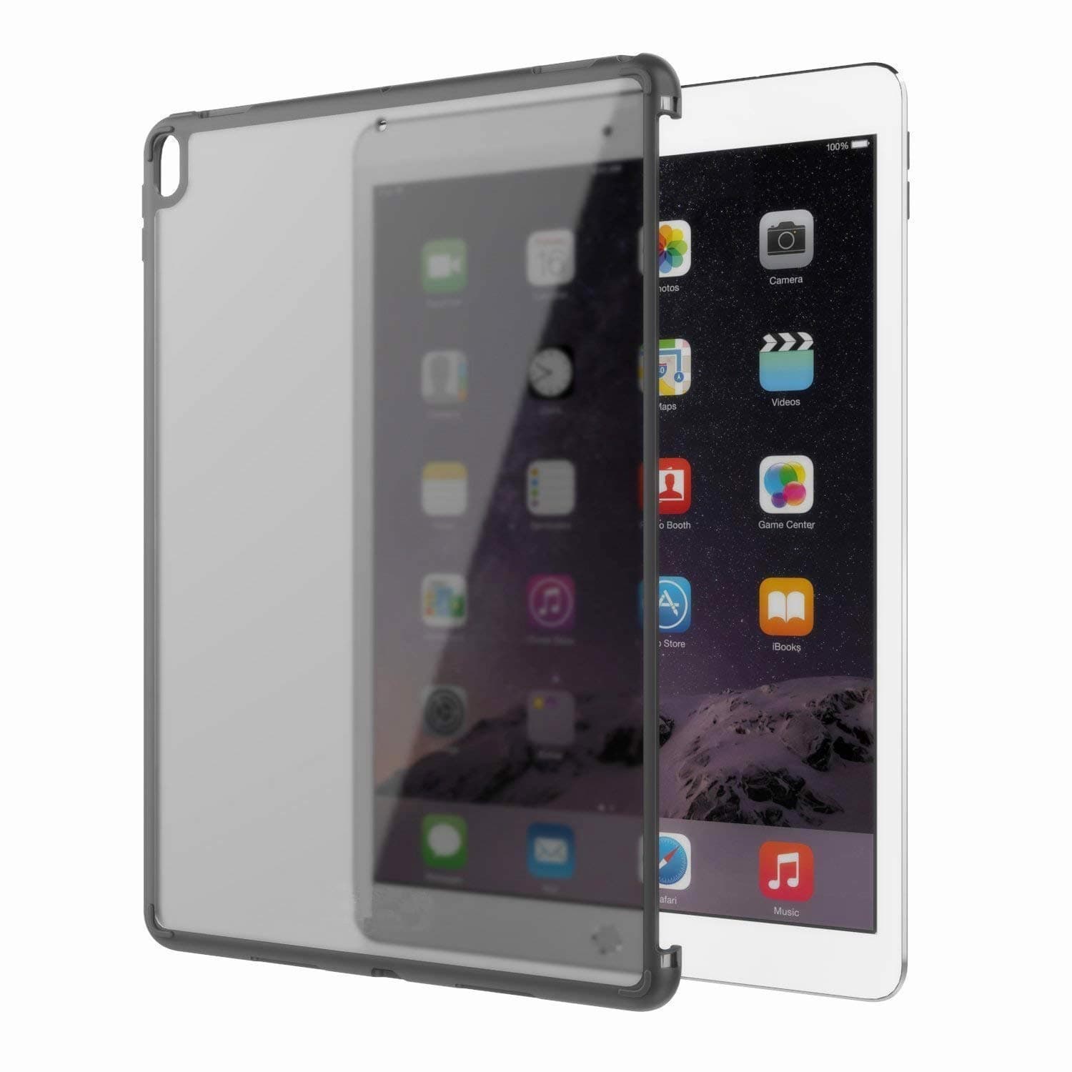 iPad Pro 12.9 2017 Case, Taiersi [Compatible with Official Smart Cover and Smart Keyboard] Shockproof Impact Resistant TPU Protective Case for Apple iPad Pro 12.9 inch 2017 Release-Black+Frosted Black